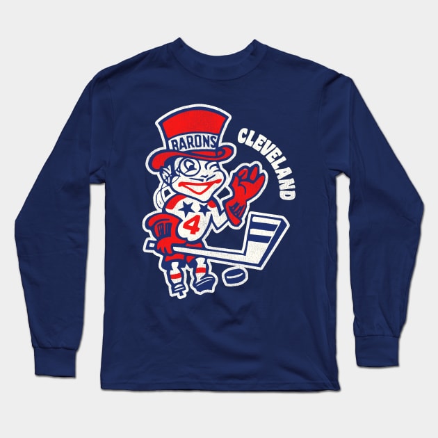 Retro Defunct Cleveland Barons Hockey Team '76-'78 Long Sleeve T-Shirt by darklordpug